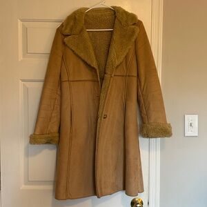 Larry Levine Cream Faux Fur Coat